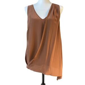 Trouvé Asymmetrical 100% Silk Open Split Back Women S Flowy Lagonlook Brown